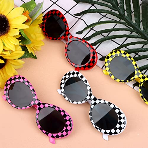 16 Pack 80'S Style Neon Party Sunglasses Racecar Sunglasses With Uv400 Protection Checkered Sunglasses Party Favors Sunglasses In Bulk For Boys Girls Birthday Graduation Beach Pool Party Favors #TOP2