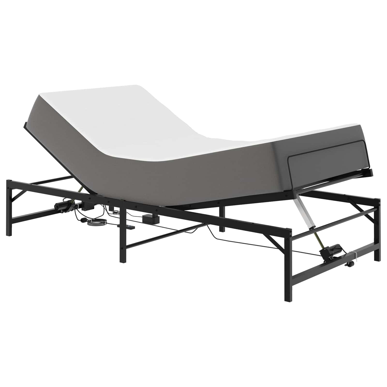 ACAGALA Telaio per letto elettrico, 75 x 190 cm, rete a doghe regolabile elettricamente con testa e piedi, motore per letto singolo in acciaio con telecomando, senza materasso, nero