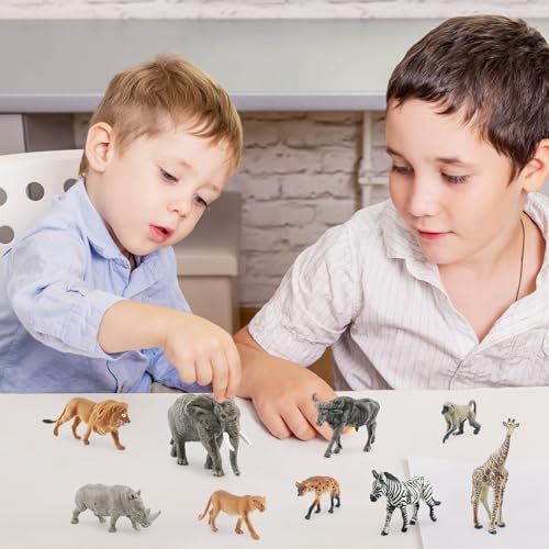 VOSSOT 9 Stück Tiere Figuren - Safari Tierfiguren Set, Mini Waldtier und Bauernhof Tiere, Vinyl Kunststoff Tierfiguren für Kinder