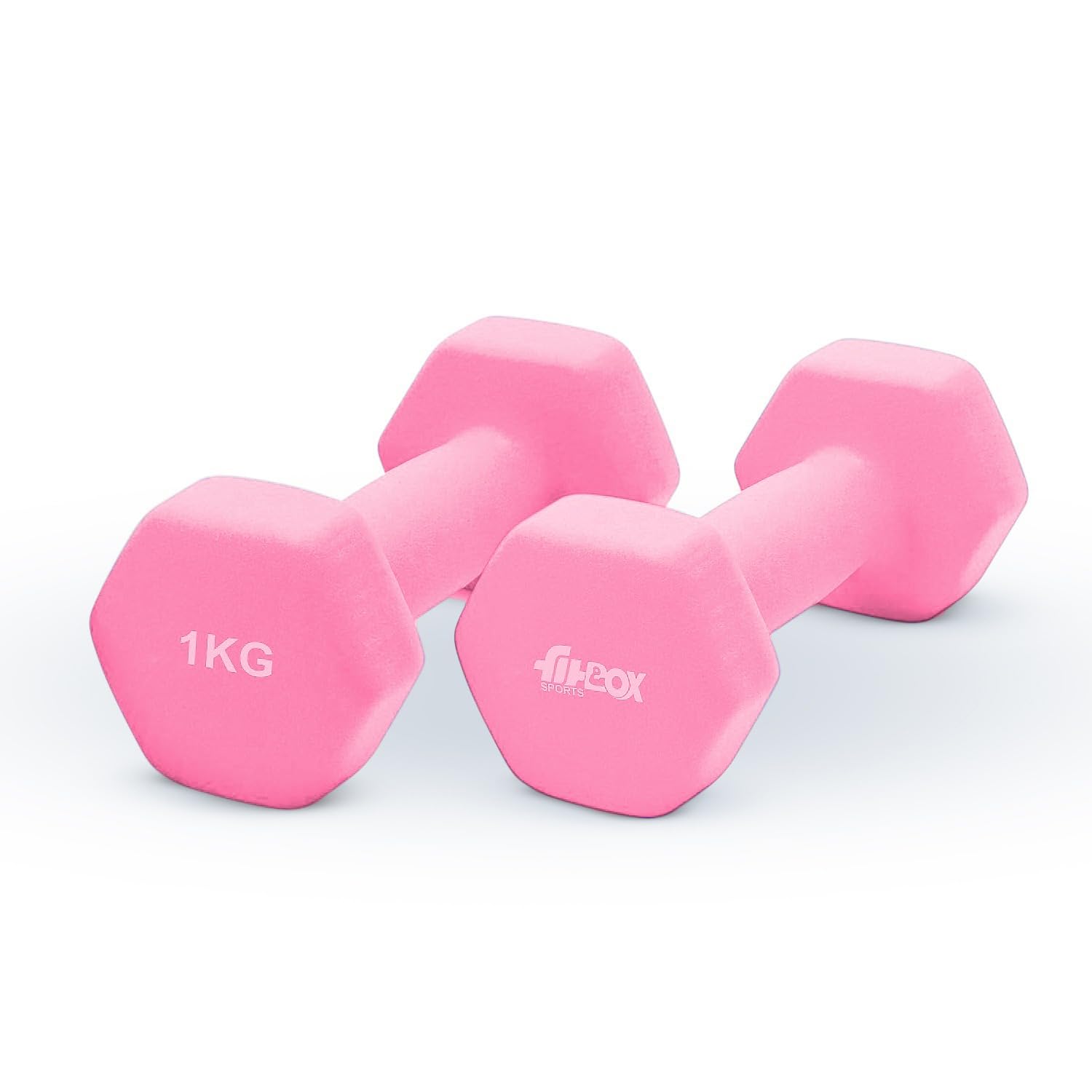 FitBox Sports Premium 2kg (1kg x 2) Neoprene Coated Cast Iron Dumbbells for Exercise & Fitness | Strength Training for Home Gym - Pink-image-42