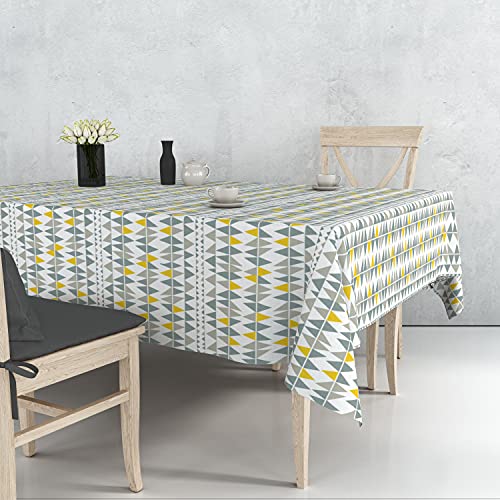 HOME COLORS.IN Cotton Geometric Printed Dining Table Cloth, 4 Seater Table Cover, 60 x 72 Inch, Multicolor, Pack of 1