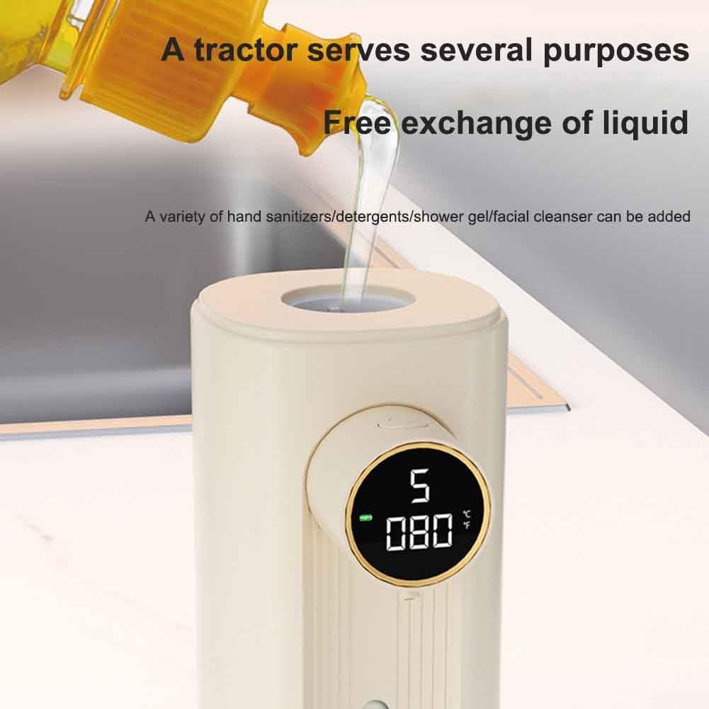 Automatischer Seifenschaumspender, 350 ml, Wandhalterung, berührungslos, 5 Gänge, verstellbarer Seifenspender, für Badezimmer, Küche, Büro (Gel Beige)