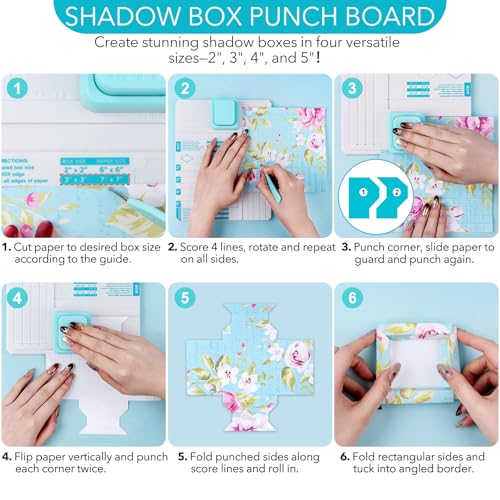 Shadow Box Punch Board für DIY-Herstellung von Schattenboxen und Ärmeln, 2,3,4,5 Shadow Box Making Tool, Scoring, knarpe Eckstöße und intuitive Führer Anfängerfreundliches Werkzeug für dimensional