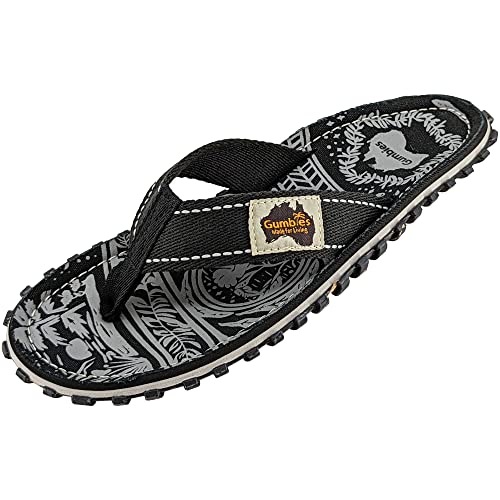 Gumbies Islander Flip-Flops | Unisex Classic Canvas Flip-Flops with Recycled Rubber Outsole & Cotton Footbed | Contoured Lightweight & Everyday Comfortable | Midnight Black | EU 43