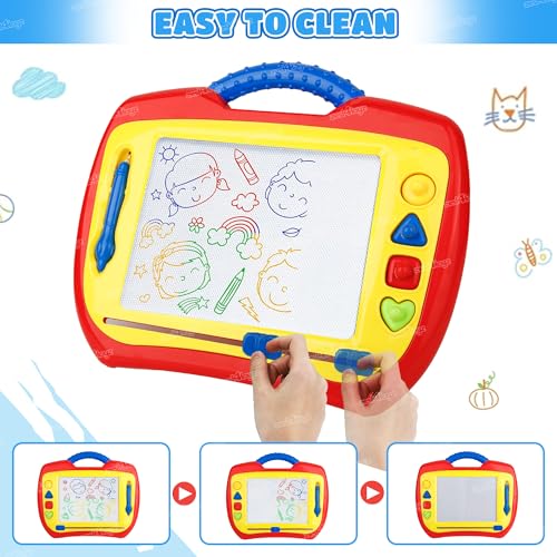 Image of Zest 4 Toyz Magnetic Drawing Board for Kids Writing Tablet Slate Board LED Slate with Pen and Stamps Writing Pad for Students Educational Toy Birthday Gift for Kids - Random Color