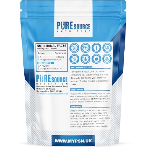 CLA Powder, Conjugated Linoleic Acid Unflavoured Diet Keto Weight Loss Supplements Vegan Powder Better Than CLA Softgels, Capsules by Pure Source Nutrition (250g, Unflavoured) - Image 3