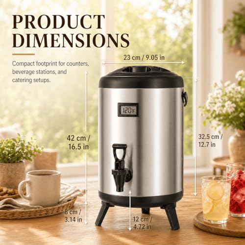Image of 2.2 Gallon Insulated Beverage Dispenser with Spigot | Non-electric insulated drink server for hot or cold beverages, including coffee, tea, juice, milk, and hot chocolate.