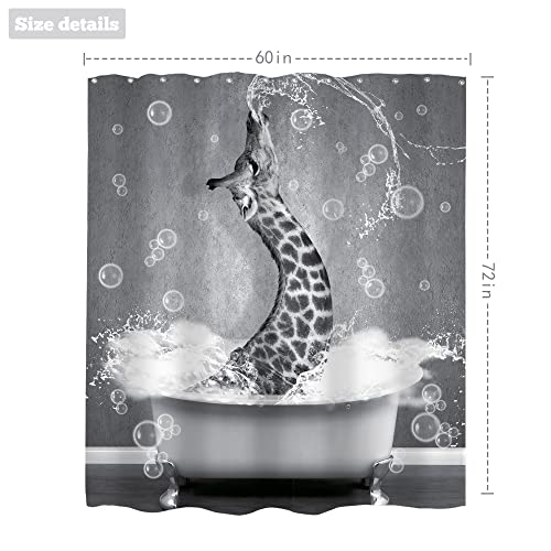 Lightinhome Giraffe Shower Curtain 60Wx72H Inches Funny Animal Jungle Safari Tropic African Wildlife Bath Kids Boy Modern Bubbles Cloth Fabric Waterproof Polyester Bathroom Home Decor Set With Hooks #TOP2