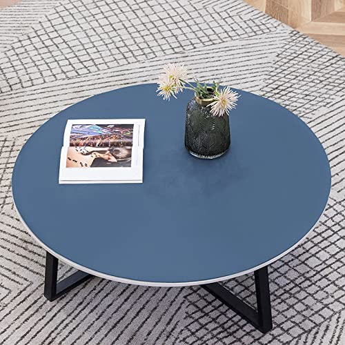 Fnho Tischdecke Größe wählbar,waschbare Küchentischabdeckung,Rundes PVC-Leder-Tischset, ölbeständige und waschbare Tischdecke,Blau C,70cm Durchmesser Cover