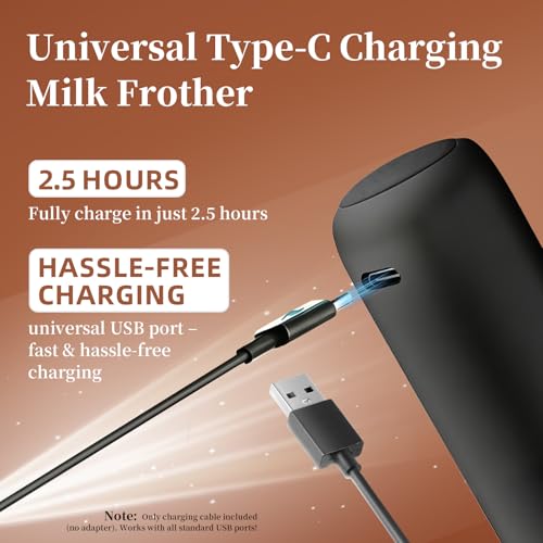 Electric Milk Frother Rechargeable with Cover, Portable Coffee Whisk Frother Black, Compact Electric Beverage Stirrer Wand for Latte, Cappuccino, Kitchen, Outdoor - image 5