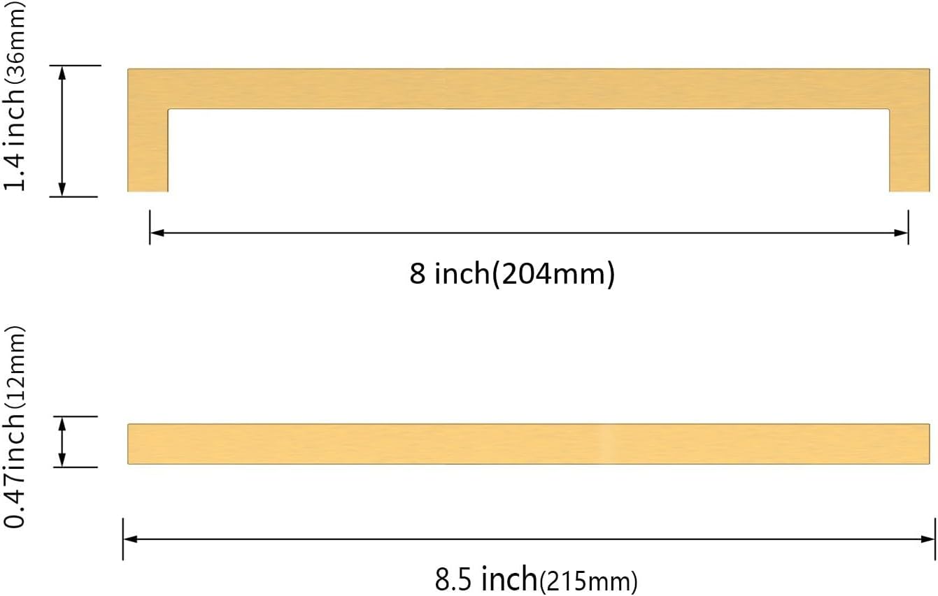 10 Pack Brushed Gold Cabinet Pulls 8.8 Inch Gold Kitchen Cabinet Handles Kitchen Handles for Cabinets Gold Cabinet Hardware Stainless Steel Kitchen Cabinet Pulls Drawer Pulls