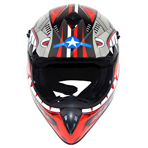 1Storm Adult Motocross Helmet Bmx Mx Atv Dirt Bike Downhill Mountain Bike Helmet Racing Style Hky_Sc09S; Shark Red #TOP4