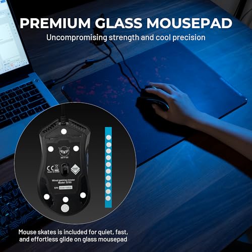 XVX Black Plum Blossoms Glass Mousepad 4.0, Hard Mouse Pad for Gaming,Ultra-Smooth Micro-Etched Surface Mouse Mat with Non-Slip Rubber Base(410mm*310mm) - Image 5