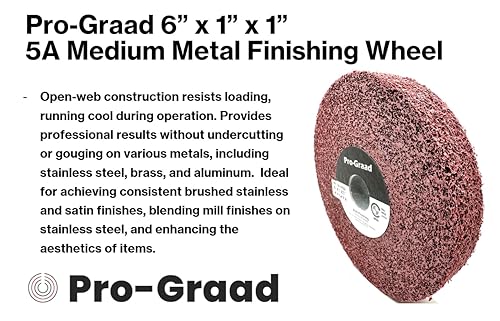 metal finishing wheel  6 x 1 x 1 5a medium grit  aluminum oxide  maroon metal finish convolute wheel  for 3 amp 4 brush satin and mill finishes  01862 - pack of 1