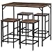 HOMCOM Set Tavolo Alto con 4 Sgabelli Stile Industriale in Metallo e Legno, Arredamento Moderno Soggiorno e Cucina, Marrone Rustico