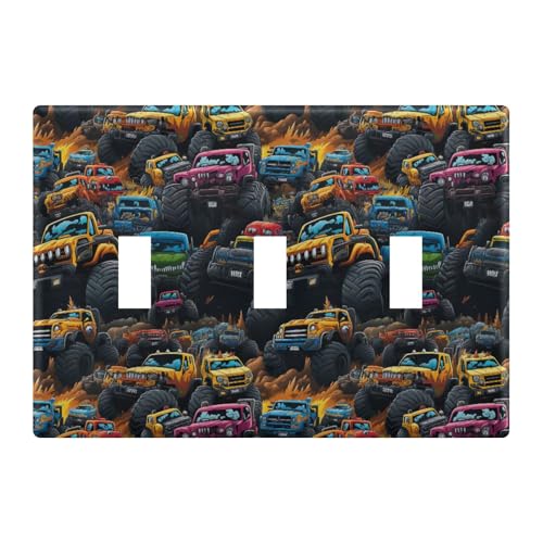 Light Switch Cover Monster Truck Wall Plates for Electrical Outlets 3 Gang 202a8593