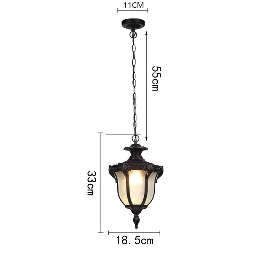 Lámpara colgante para exteriores Retro Black Industry Lámpara colgante a prueba de agua IP54 Lámpara colgante para exteriores Lámpara colgante ajustable en altura de vidrio de aluminio Jardín Balcón