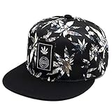 LOCOMO Men Women Baseball Cap Marijuana Pot Leaf Weed Cannabis Embroidered Hat Trucker Hat Snapback Brim