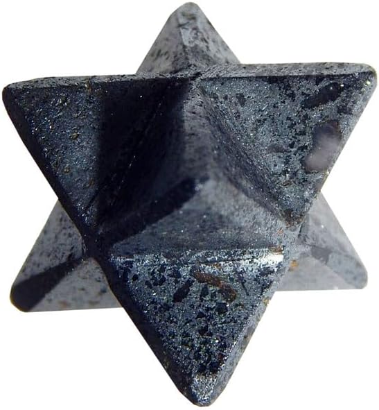 Natural Stone Dark Lepidolite Merkaba with Velvet Pouch (1 Pcs)