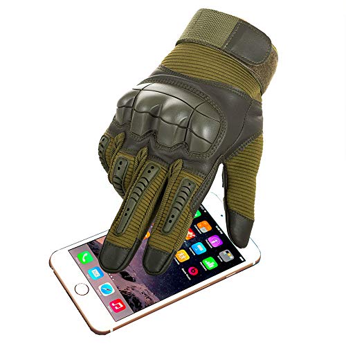 Yunlong Tactical Gloves Touch Screen Motorcycle Full Finger Cycling Motorbike Atv Hunting Hiking Riding Climbing Operating Work Sports Gloves (Green, Medium) #TOP4