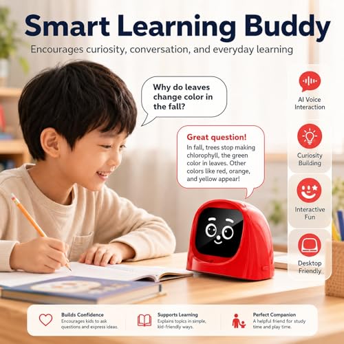 Robot compagnon interactif noir pour bureau et tableau de bord
