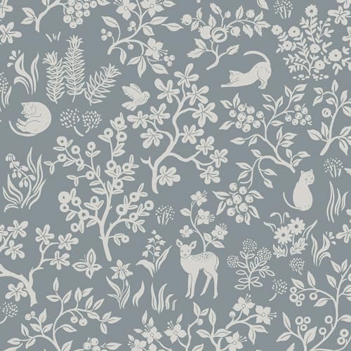 Yomshi Papel tapiz autoadhesivo con diseño de hojas florales, papel tapiz de animales, papel tapiz gris para despegar y pegar, papel tapiz de vinilo impermeable para sala de estar, dormitorio,