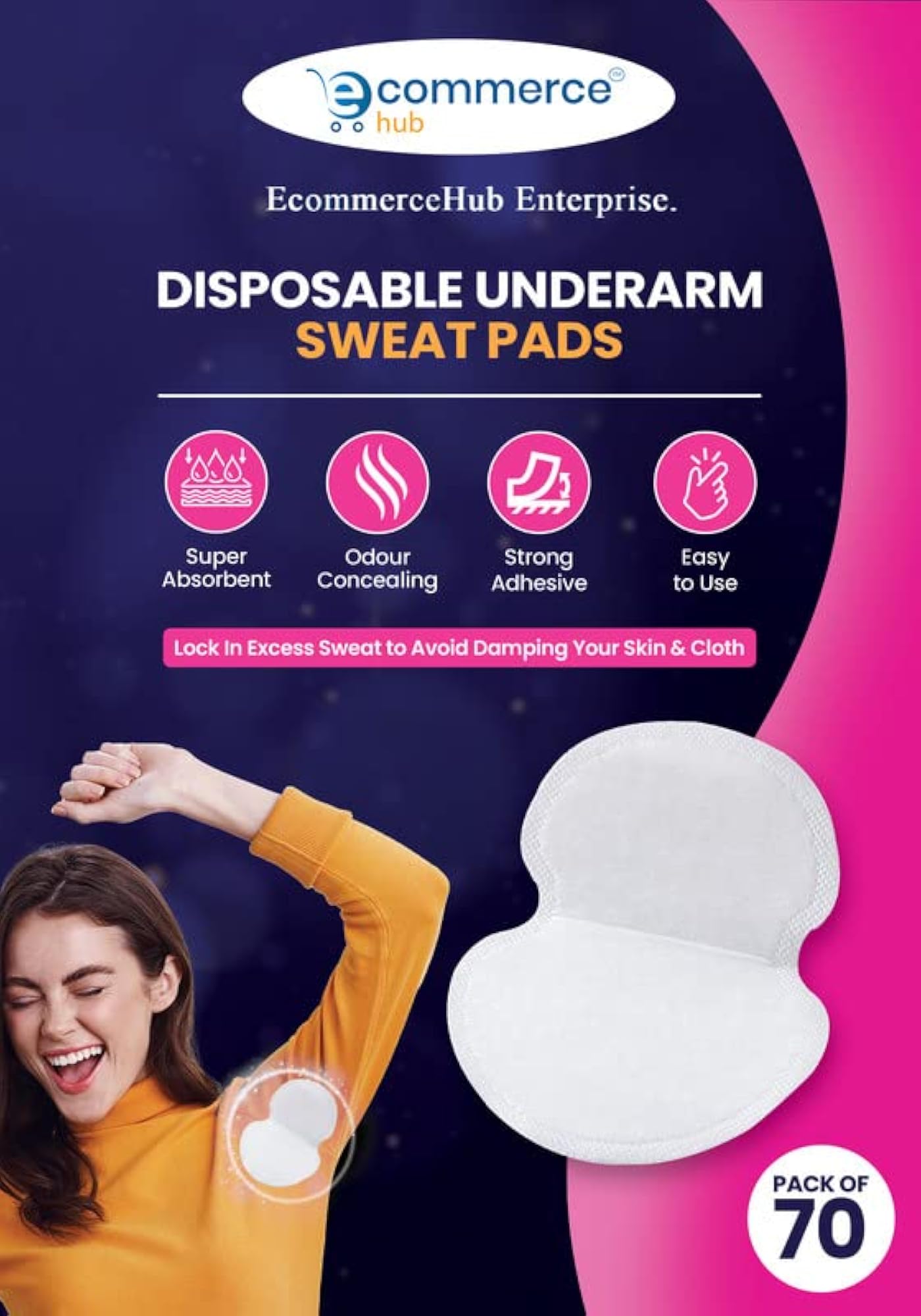 Disposable Underarm Sweat Pads for Women and Men, 70 PCS