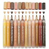 YZZQ 12 Pack Skin Tone Markers, 3.0mm Tip Acrylic Skin Color Colors Paint Markers for Painting on Rocks, Tiles, Glass, Ceramic,Wood,Sketch Portrait Drawing Acrylic Paint Marker