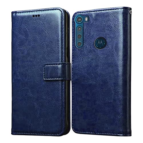 Image of Solimo Flip Leather Mobile Cover (Soft & Flexible Back Case) for Motorola One Fusion Plus (Blue)
