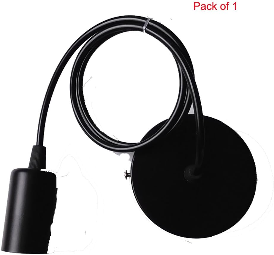 CHWSEA Black Ceiling Rose Pendant With Lamp Holder Fitting Accessories Kit Set For E27 Light Bulb Pack of 1