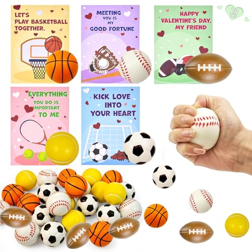 Valentines Day Gifts for Kids Classroom - Mini Stress Ball Toys with Cards