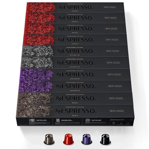 CAPSULE NESPRESSO ORIGINALI - Selezione Ispirazione Italiana da 100 Capsule Nespresso Caffè, Intensità da 8 a 13 (su 13), Linea Original, Capsule Riciclabili Nespresso (100, Napoli)