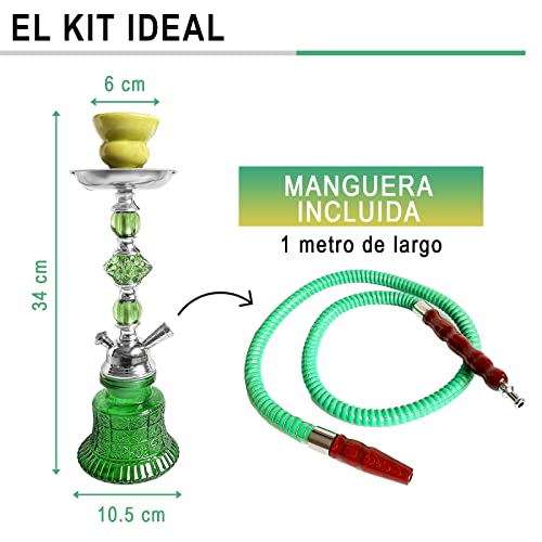 Shisha Shisha Vollglas mit Metallgehäuse -billige Shisha inklusive Perforatorzange 10 Kohlen und Düsen - Komplette… – Bild 3