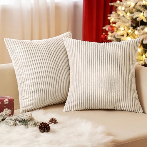 EMEMA Kissenbezug 50x50 cm Weihnachten Kordsamt Kissenbezüge Dekokissen Sofakissen Cord Kissenhülle Zierkissenbezug Kord Dekorative Weiche für Sofa Wohnzimmer Schlafzimmer 2er Set Beige EMEMA Kissenbezug 50x50 cm Weihnachten Kordsamt Kissenbezüge Dekokissen Sofakissen Cord Kissenhülle Zierkissenbezug Kord Dekorative Weiche für Sofa Wohnzimmer Schlafzimmer 2er Set Beige