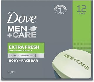 Dove Men+Care Hand & Body, Face & Shave Bar Soap for refreshed skin Extra Fresh soap bar with ¼ moisturizing cream 106 g Pack of 12