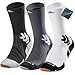 Lounwee Coolmax Kompressions Laufsocken für Herren: Crew Sportsocken mit Belüftungsnetz Schweißableitend for Wandern Sport 3 Pack Größe 43-46