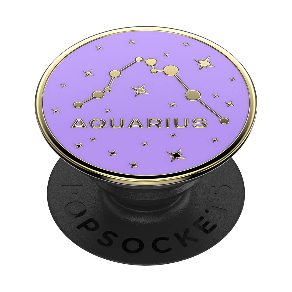 ​​​​PopSockets Phone Grip with Expanding Kickstand, Adhesive Grip, Enamel - Zodiac Aquarius