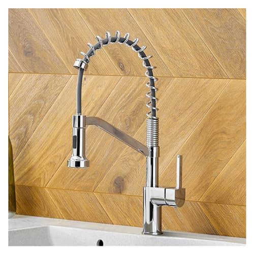 Robinet de cuisine extractible avec douchette double jet et bec rotatif