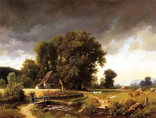 Tableau paysage Albert Bierstadt pour habiller un mur vide avec une toile d'art 60x90cm