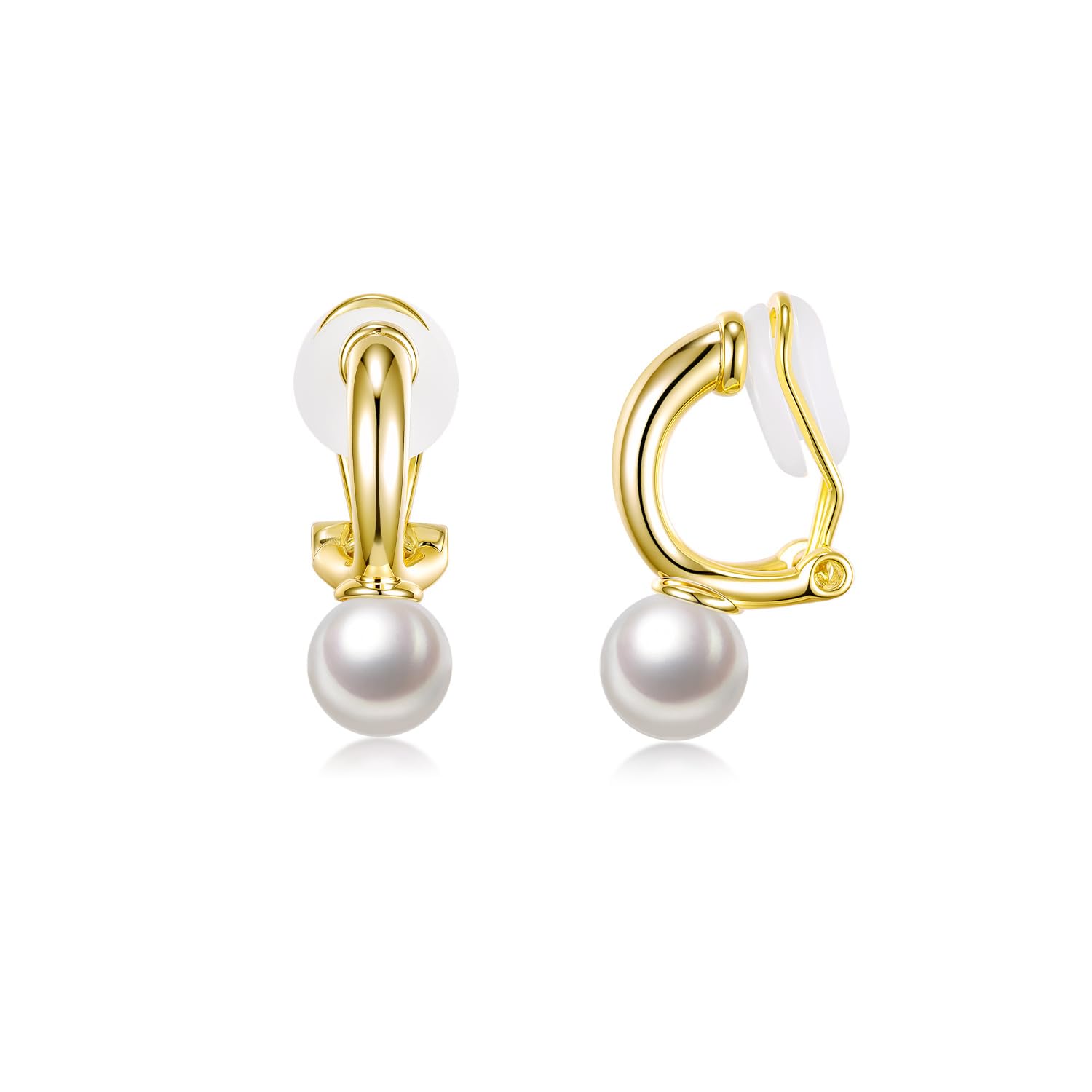 Pendientes de Perla para Mujer Pendientes Clip Sin Agujero Dorados y Plateados Regalo para Mujer