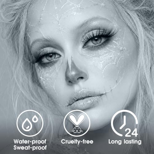 Image of BADCOLOR Zombie Blue Face Body Paint, Waterproof Eye Black Stick for Adults and Kids, Professional Facepaint for Zombie Homestuck Grayscale Skeleton Ice Queen Tin Man Mime