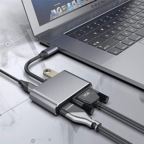 Coverzone Type-C Hdmi Vga Usb 3.0 Type 4in1 Video Dönüştürücü Veri Aktarıcı Usb Adaptör Notebook ve Macbook ile Uyumlu Gri TC-26 - Görsel 4