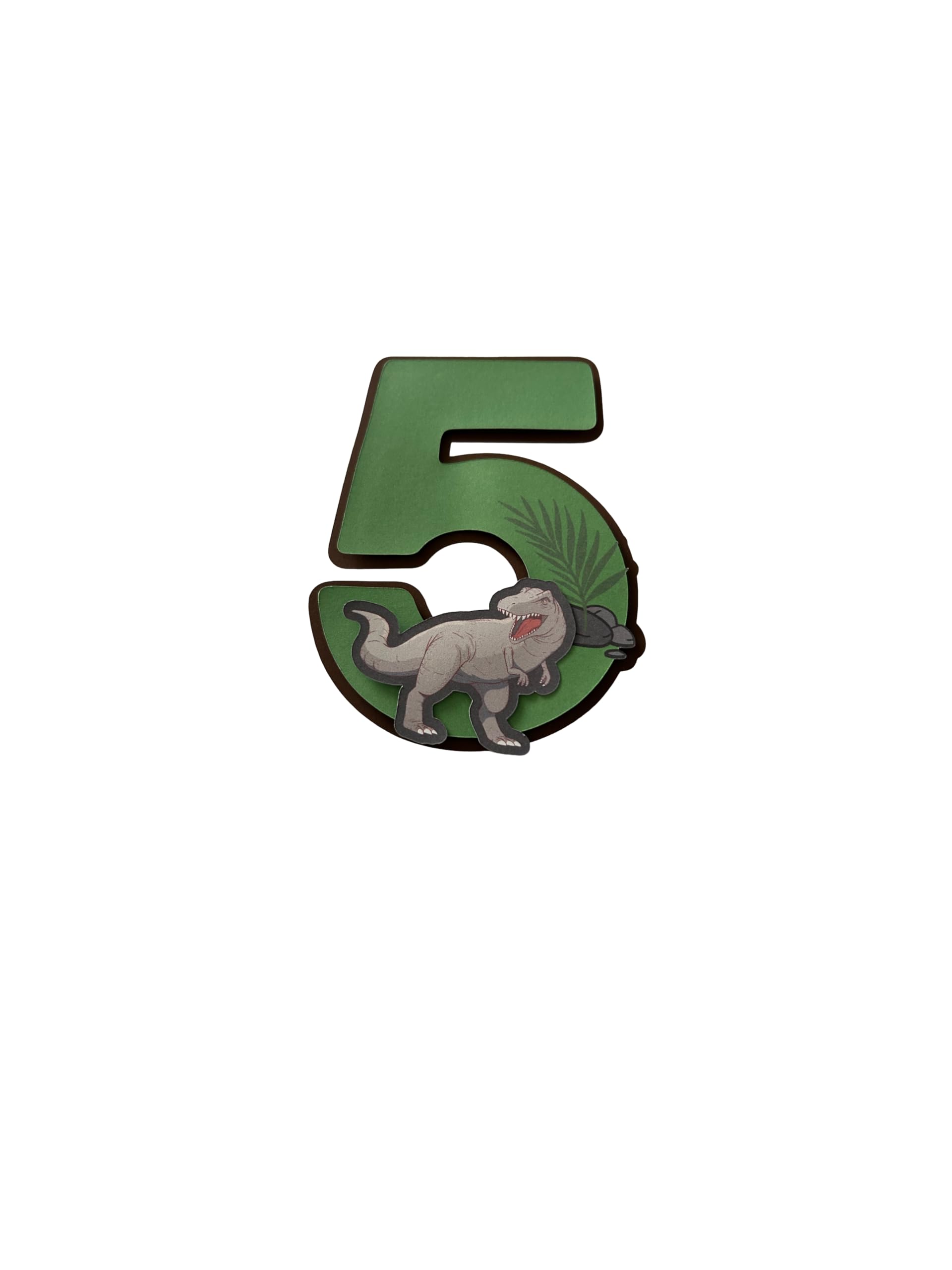 Number 5 Cake Topper (Green Dinosaur)