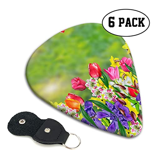 Spring Flowers Lot de 6 médiators pour guitare acoustique, guitare électrique, basse, ukulélé – fins, moyens et épais. - Les Beatles, Paul McCartney, John Lennon, RIngo Starr, George Harrison Spring Flowers Lot de 6 médiators pour guitare acoustique, guitare électrique, basse, ukulélé – fins, moyens et épais. – Image 3