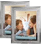 Calenzana 5x7 Picture Frame Sparkle Glass Photo Frames for Tabletop, Set of 2