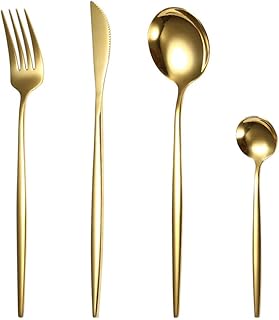 FaCaiTao Set di Posate,Set da tavola del Cucchiaio del Cucchiaio della Forcella del Coltello Portoghese dell'Acciaio Inossidabile 304-B 24pcd.