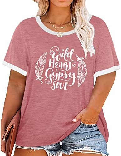 Women Plus Size Wild Heart Gypsy Soul Graphic T-Shirt Vintage Country Music Crew Neck Short Sleeve Tee Tops (XL-4XL)