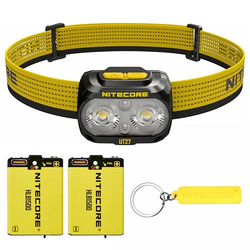 Nitecore UT27 2024 Pro (2024 Version) Dual Beam Lightweight Trail Running Headlamp with 2X HLB1500 Battery Pack, Tag (Black)