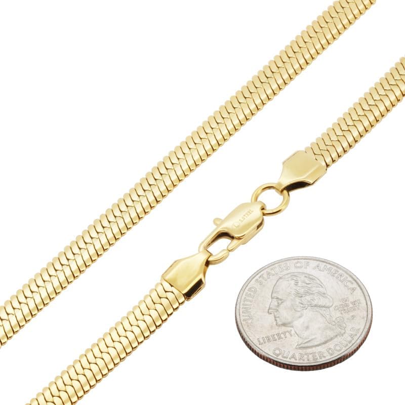 generic 316L Stainless Steel 18K White/Yellow Gold Finish 5-6MM Herringbone Chain Necklace For Women & Men 16″-24″