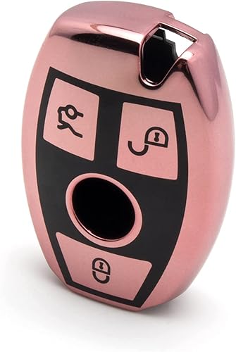 Miniatura 3 de Xotic Tech - Funda de TPU de color oro rosa con 3 botones impresa, compatible con Mercedes Benz A B C E G S R CLS CLK Clase CLA GLA GLC GLE GLK W164